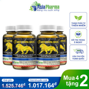 Mua 4 tặng 2 - Khởi Dương Khang Bổ thận tráng dương, tăng cường sinh lực và sinh lý nam Asia Pharma - Hộp 30 viên